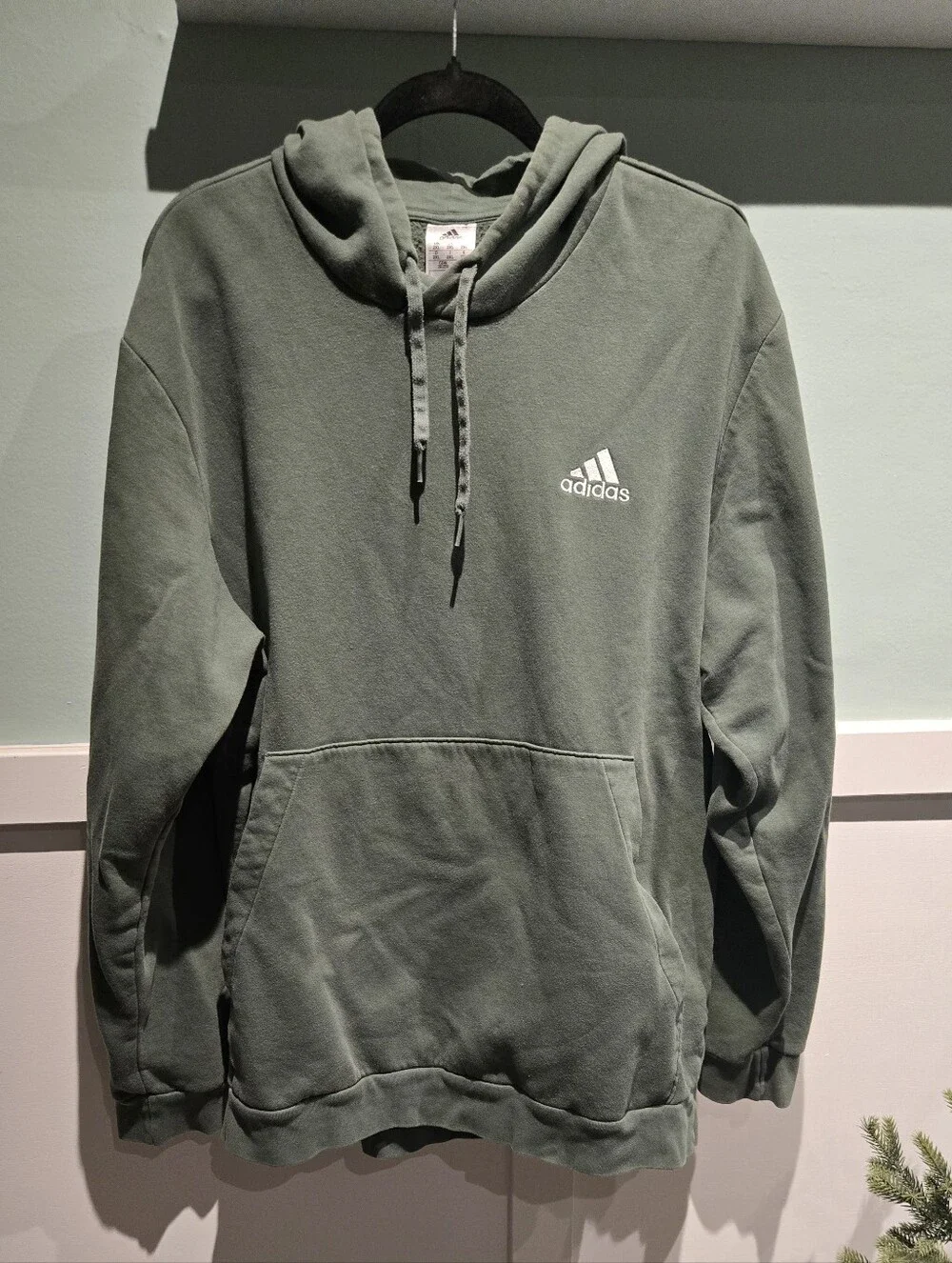 Adidas Men’s Hoodie - Sage Green Pullover